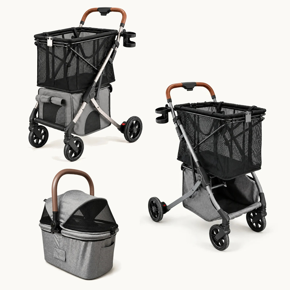 Strolee Ultimate Pet Bundle in Shadow mit Stability Shopper, Pet Bassinet und Lower Pet Carrier