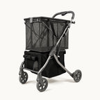 Strolee Lower Pet Carrier - Black an einem Einkaufswagen.