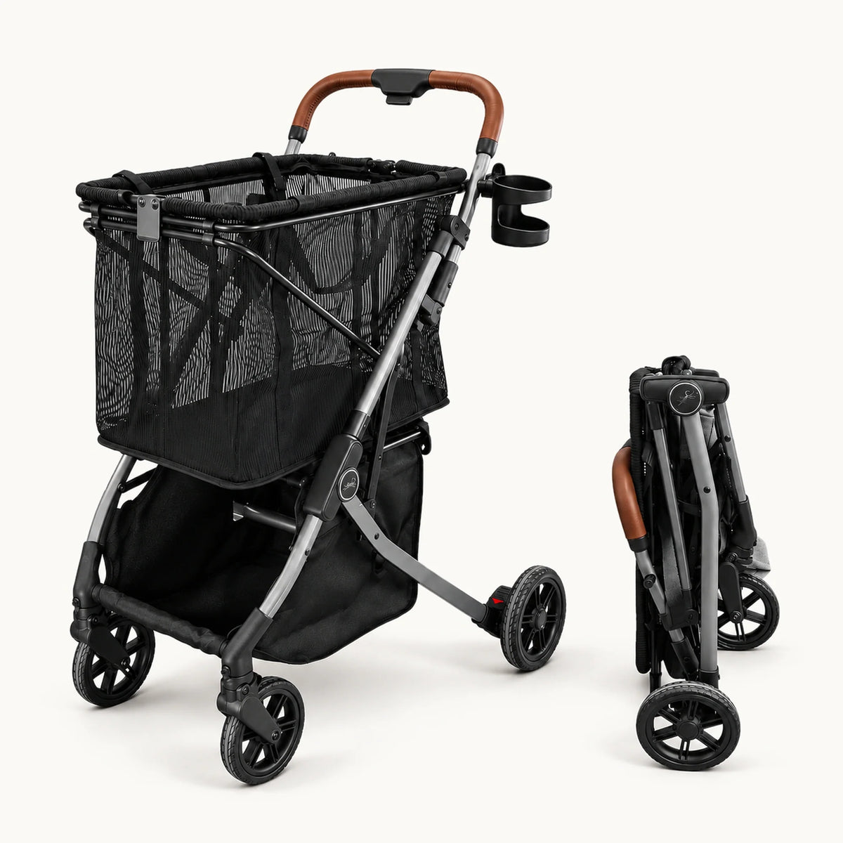 Strolee Stability Shopper Black — open and folded
