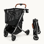 Strolee Stability Shopper Black — offen und zusammengeklappt
