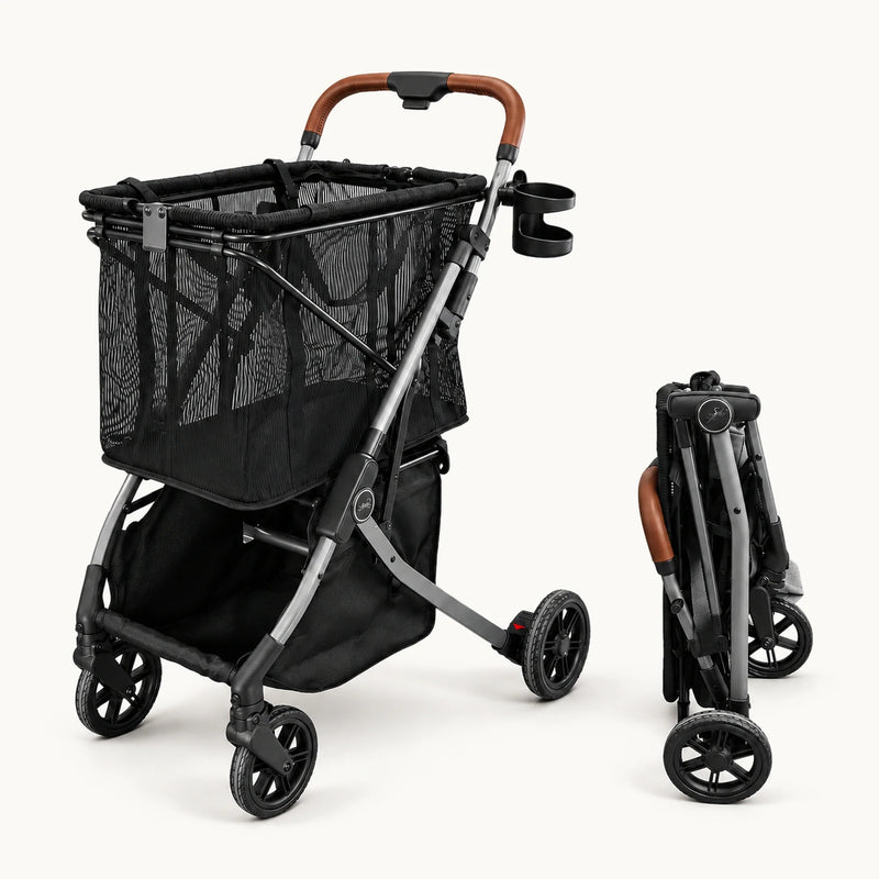 Strolee Stability Shopper Black — open and folded