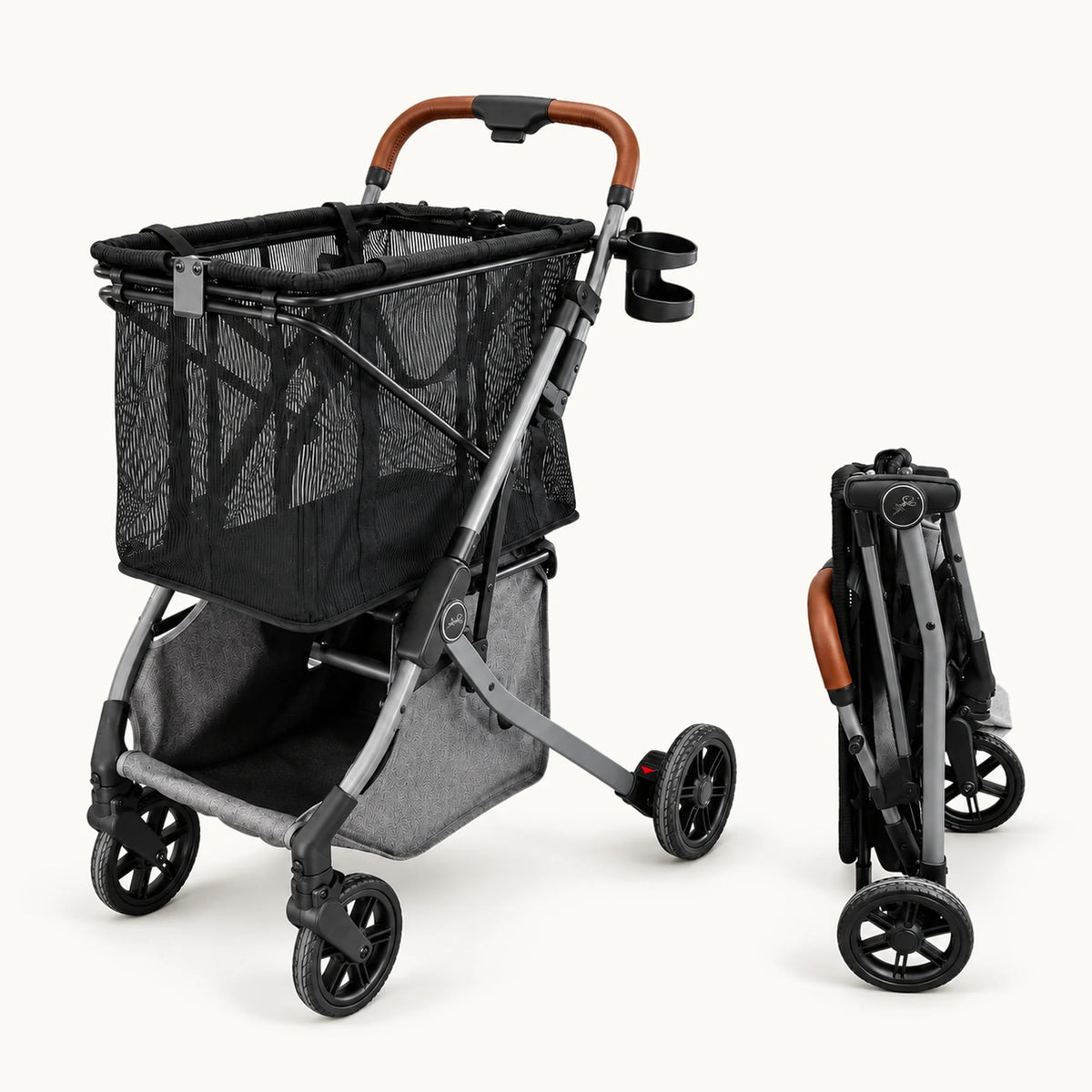 Strolee Stability Shopper Shadow — offen und zusammengeklappt